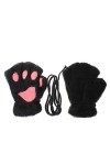 Sevenfly 1 paire de gants de patte de chat pour femme hiver en peluche fausse fourrure mitaines de chat mignon sans doigts b