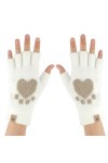 TAGVO Femmes Gants Demi-Doigts - Mitaines dHiver Mignon Chaud Gants, Gants Tricotés Douce Motif de Chat Mignon, Gants pour A
