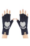 TAGVO Femmes Gants Demi-Doigts - Mitaines dHiver Mignon Chaud Gants, Gants Tricotés Douce Motif de Chat Mignon, Gants pour A