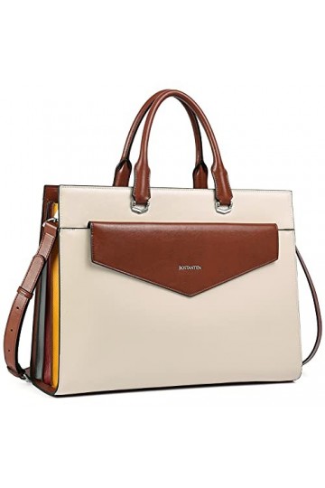BOSTANTEN Femmes Sac Serviette en Cuir Véritable 15.6" Sac Ordinateur Portable Dames Mallette Sacs Business Messager Sac a Ma