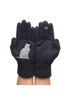 GUMEI Femmes Hiver Fausse Laine épais Chaud Tricot Gants Dessin animé Chat Oiseau Patchwork Mitaines