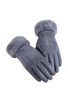 Niunu Gants dhiver en cuir pour femme - Super doux, chauds et élégants en daim - Manches en fourrure souple écologique pour 