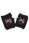 Black Sugar paires mitaine gant laine extensible crane tete mort gothique punk rock goth noir chaud manchette manche skull