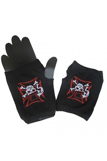 Black Sugar paires mitaine gant laine extensible crane tete mort gothique punk rock goth noir chaud manchette manche skull