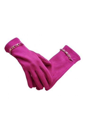 Gants chauds dautomne et dhiver en daim pour la conduite et léquitation, gants coupe-vent pour femme par temps froid rose