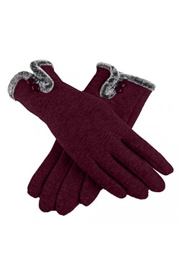Gant Tactile Femme, Paire de Gants en Cuir Agneau avec Doublure Cachemire pour écran Tactile Téléphone, Doux Elastiques pour 