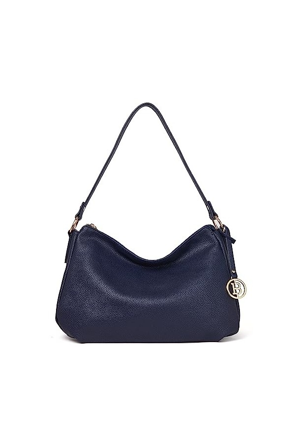 BOSTANTEN Sac à main pour femme - Sac cabas design en cuir - Sac à bandoulière élégant pour femme - Rétro, bleu foncé, Medium