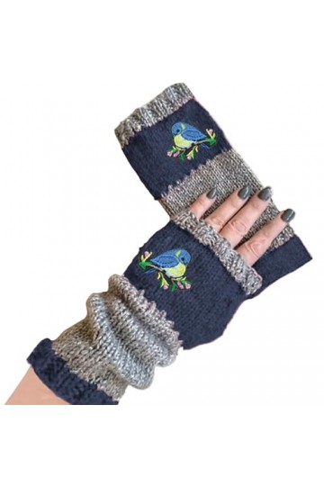 Mitaines dhiver en laine tricotées pour femme, bleu, taille unique