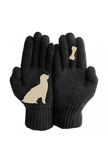 Generisch Gants dhiver pour femme – Gants dextérieur antidérapants avec imprimé chien, moufles élastiques, douces et tendan