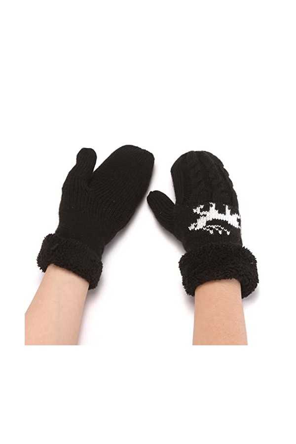 Moufles pour femme tendance tricotées en peluche coupe-vent chaudes épaisses avec doigts plus gants pour femmes par temps fro