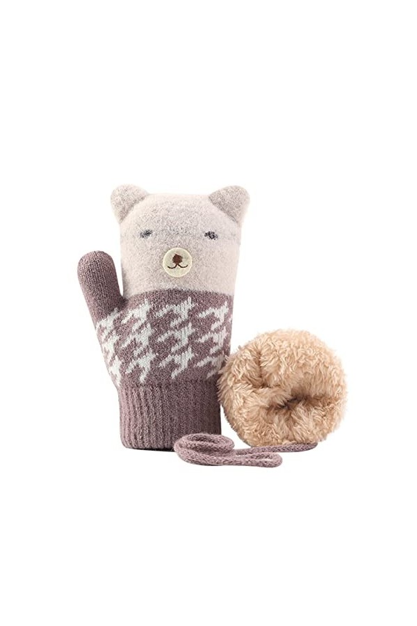 rtdgcv Gants chauds coupe-vent pour enfants et moufles mignonnes pour enfants Gants épaissis Gants en cuir pour femmes 75 Dou