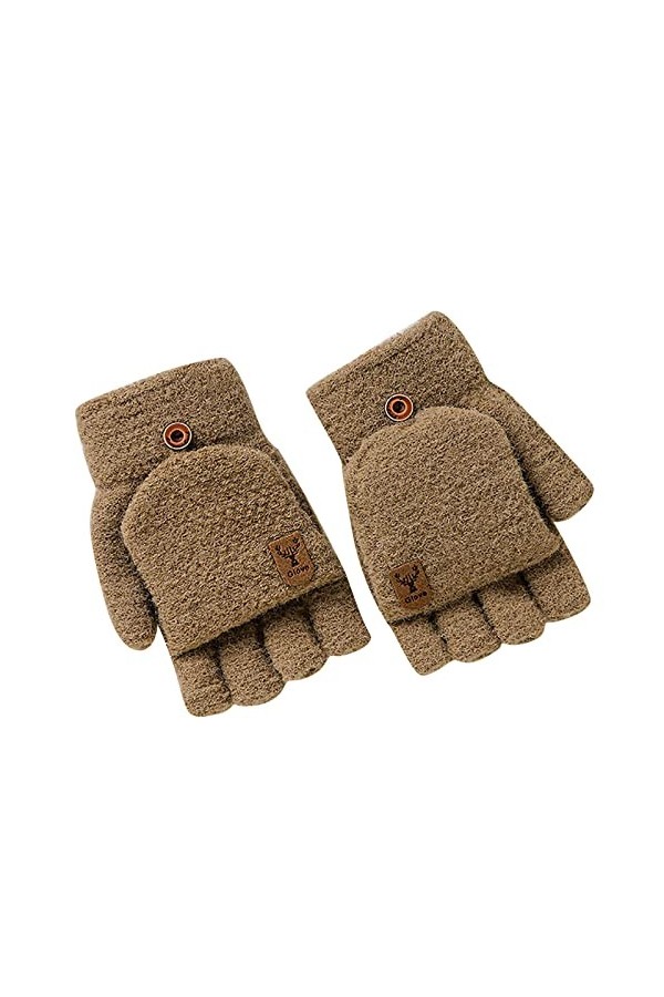 DUHGBNE Hiver Tricoté Mitaines Mitaines Isolation Thermique Moufles convertibles Chaudes Couverture de Rabat pour Hommes Femm