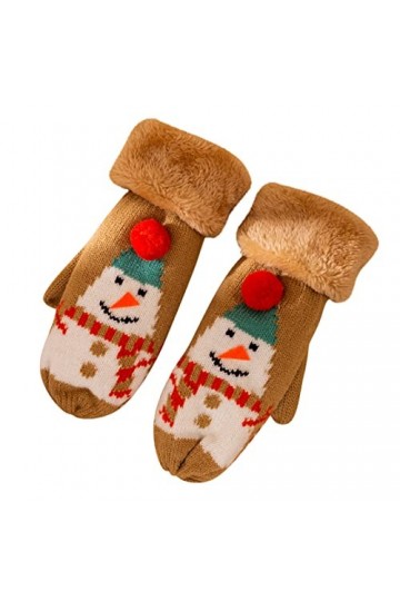 FGUUTYM Gants de Noël tricotés en velours - Motif dhiver - Décontracté - Chaud - Mignon - Épaissir - Moufles pour femmes - 2