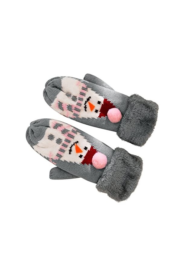 FGUUTYM Gants de Noël tricotés en velours - Motif dhiver - Décontracté - Chaud - Mignon - Épaissir - Moufles pour femmes - 2