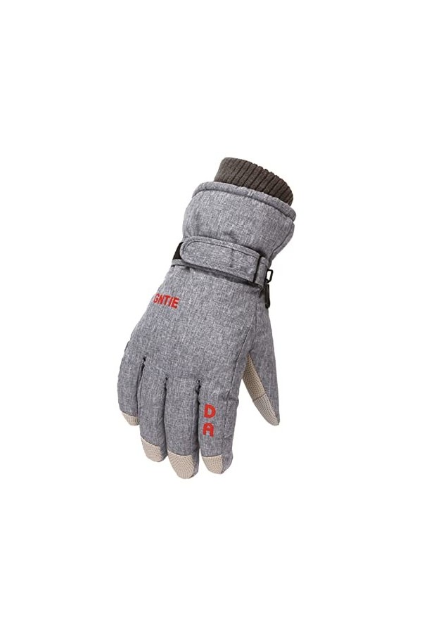 Gants Femme Tige Hiver Premium Gants de Travail et de Ski Downhill Moufles en Cuir Imperméable Homme Femme Moto Grey-B, One 
