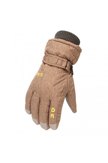 Gants Femme Tige Hiver Premium Gants de Travail et de Ski Downhill Moufles en Cuir Imperméable Homme Femme Moto Jaune-B, Tai