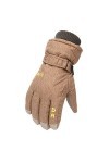 Gants Femme Tige Hiver Premium Gants de Travail et de Ski Downhill Moufles en Cuir Imperméable Homme Femme Moto Jaune-B, Tai