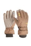 Gants Femme Tige Hiver Premium Gants de Travail et de Ski Downhill Moufles en Cuir Imperméable Homme Femme Moto Jaune-B, Tai