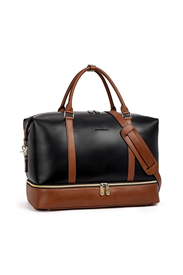 BOSTANTEN Sac de voyage en cuir - Sac à bandoulière - Sac à main, B-beige & marron-2301, L 45x B 22 x H 32 cm, Sac de