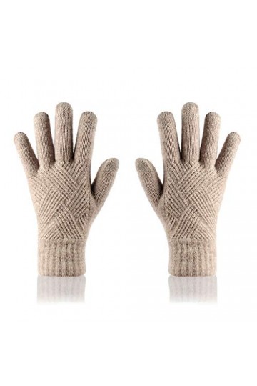 AIUII Gants dhiver pour femme en tricot Rhombus pour écran tactile Uni Chaud Stretch Texting Moufles