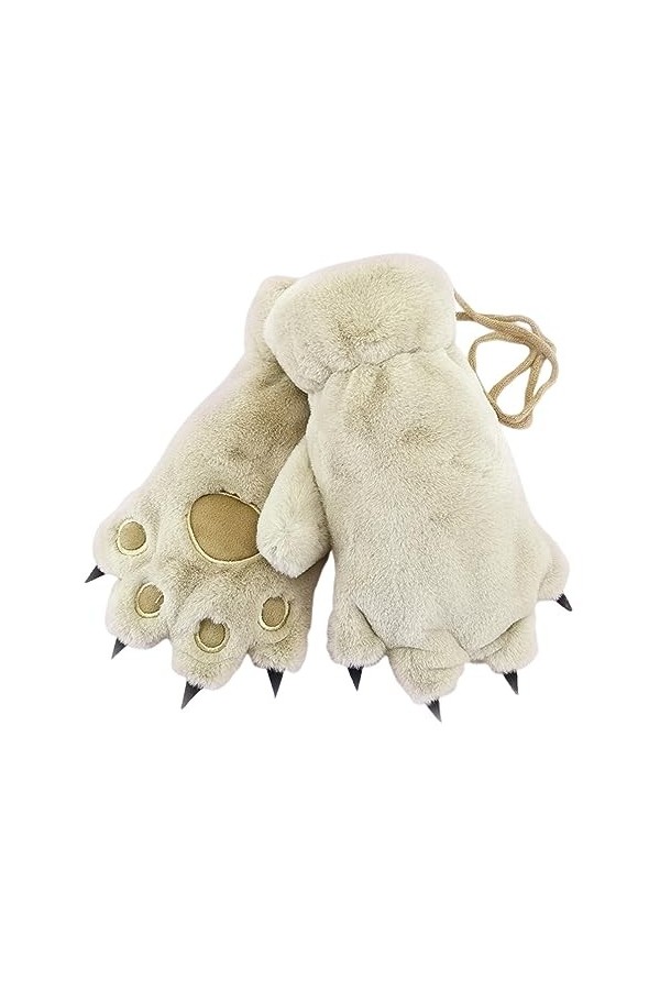 Mitaine en Peluche 1 Paires Gants Chauds dhiver Moufles Demi-Doigt Chaude et Epaisse Gant Patte dours Doux Gants de Ski Cha