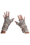 QLAZo Gants dhiver tendance pour femme avec imprimé lettre multifonction, moufles élastiques, gants fins, beige, taille uniq