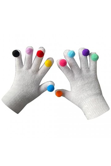 Gants colorés dautomne et dhiver en laine tricotée pour femme, blanc, taille unique