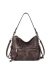 BOSTANTEN Hobo Sac à main en cuir synthétique pour femme Sac à bandoulière élégant, café, Medium