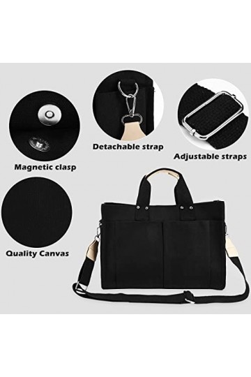 Luckits Sacs en toile pour femmes, sac à main en toile avec poches, sac à bandoulière pour femmes Crossbody Sac à bandoulière