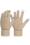 Abeillo Gants à écran tactile, Automne Hiver Gants chauds pour femmes, Manchettes élastiques Gants tricotés pour femmes Gris