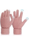 Abeillo Gants à écran tactile, Automne Hiver Gants chauds pour femmes, Manchettes élastiques Gants tricotés pour femmes Gris