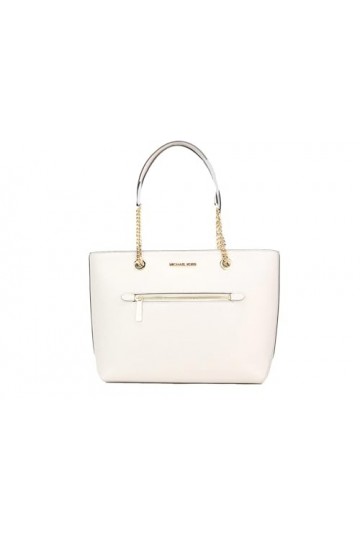 Michael Kors Jet Set Item Sac à main avec chaîne et poche avant Crème clair Taille M, crème clair