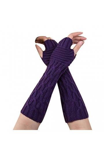 Gants sans doigts Poignet Mitaines Tricotées Mitaines Tricotées Manches pour Femmes Noir Long Unisexe pour Moufles Taille Uni