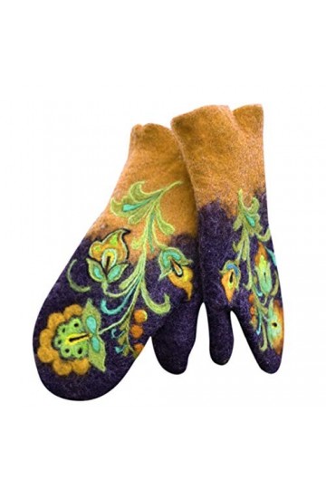Gants brodés colorés de Noël dhiver pour femmes Moufles chaudes Cadeau de Noël pour adultes
