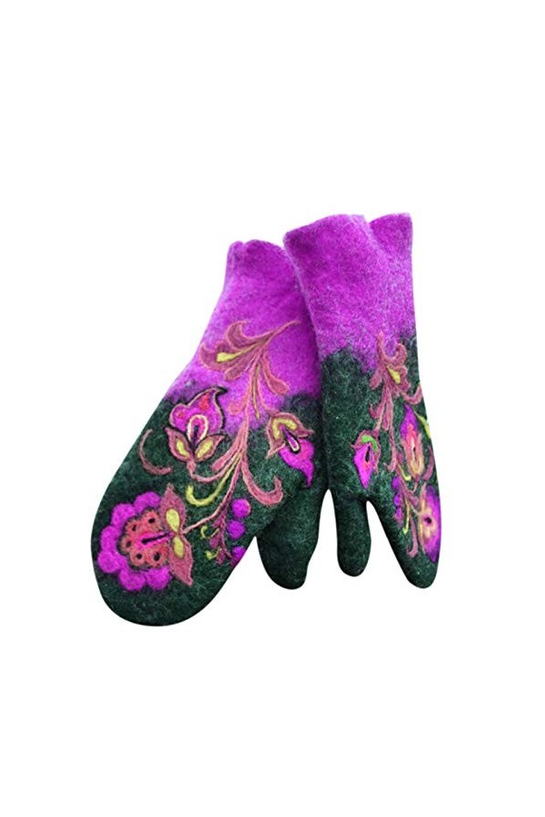 Gants brodés colorés de Noël dhiver pour femmes Moufles chaudes Cadeau de Noël pour adultes