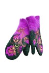 Gants brodés colorés de Noël dhiver pour femmes Moufles chaudes Cadeau de Noël pour adultes