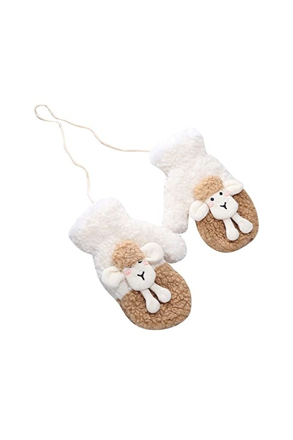 Moufles dhiver en tricot pour femme avec flocons de neige - Gants dhiver pour femme kaki, taille unique 