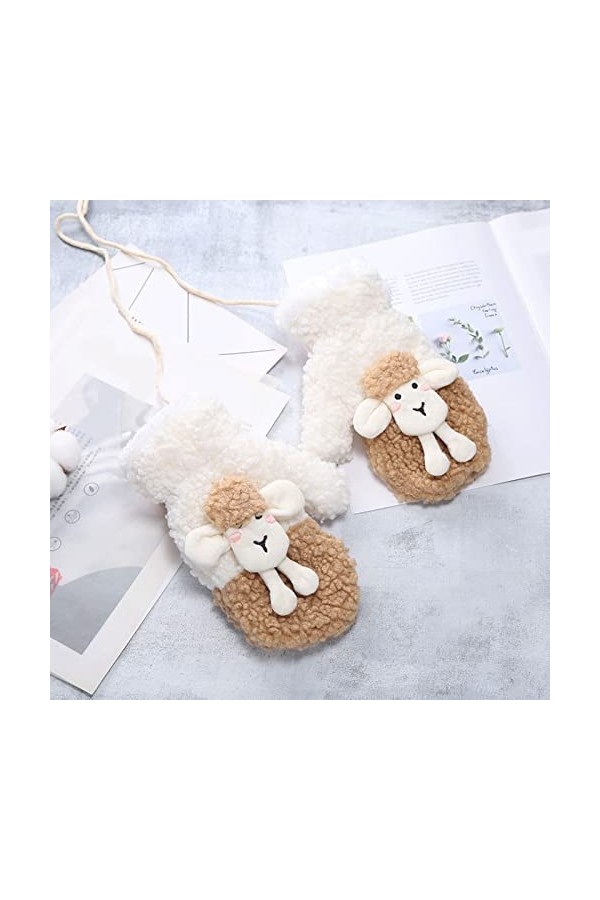 Moufles dhiver en tricot pour femme avec flocons de neige - Gants dhiver pour femme kaki, taille unique 