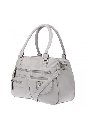 Christian Wippermann Grand sac à bandoulière pour femme aspect cuir gris 