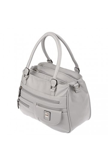 Christian Wippermann Grand sac à bandoulière pour femme aspect cuir gris 