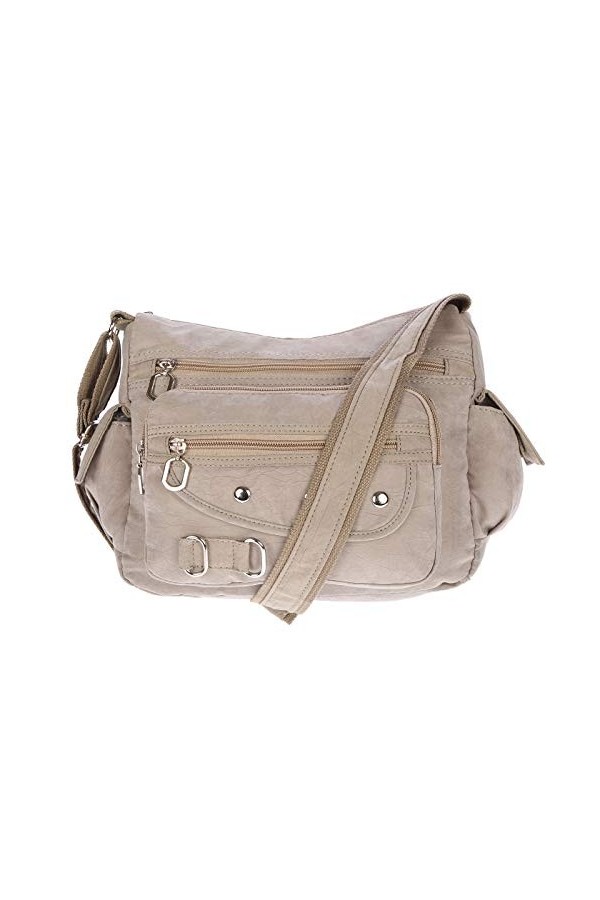 Christian Wippermann Sac à main en toile pour femme - Gris - Gris clair, 28 x 20 x 9 cm