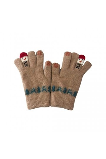 QWUVEDS Femmes Automne Hiver Décontracté Mignon Petit Bonhomme de Neige Décoratif Chaud Tricoté Moufles Tactiles Danse du Ven