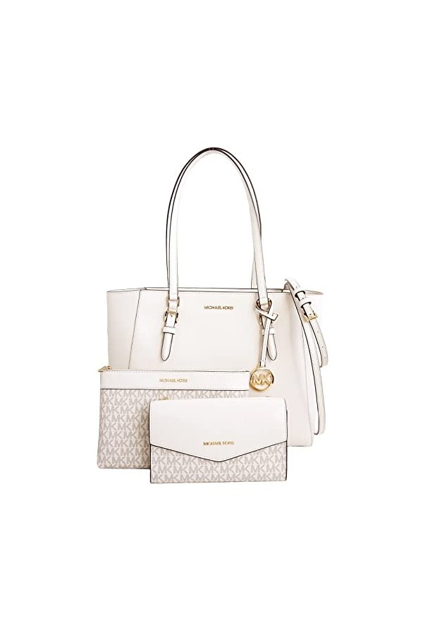 Michael Kors Charlotte Grand sac à main fourre-tout 3 en 1 en cuir, Rose Tea 