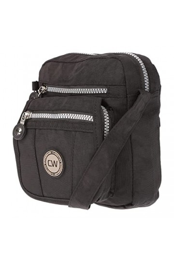 Christian Wippermann Petit sac à main pour femme en nylon Crinkle, Noir , 15 x 18 x 8 cm