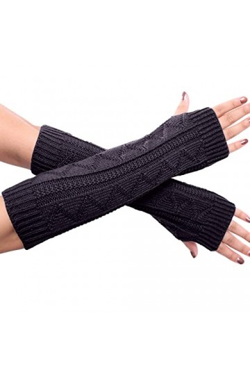 Gants sans doigts Femme Noir Gants dhiver Taille Unique Gants Tricotés Hiver Chaud Unisexe pour Moufles, a, taille unique