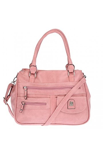Christian Wippermann Grand sac à bandoulière pour femme aspect cuir, Rose, 32 x 24 x 12 cm