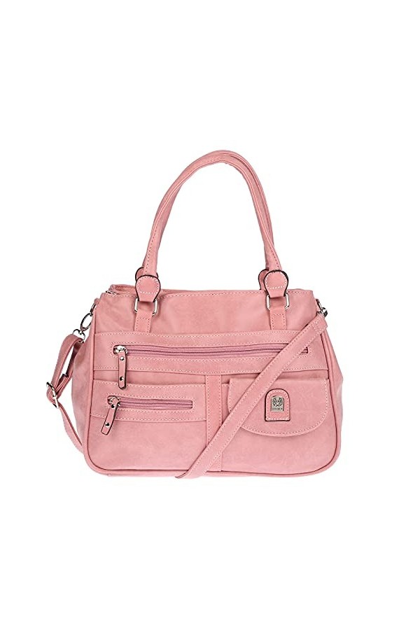 Christian Wippermann Grand sac à bandoulière pour femme aspect cuir, Rose, 32 x 24 x 12 cm