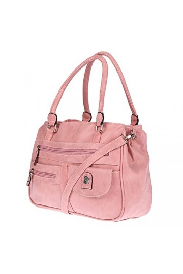 Christian Wippermann Grand sac à bandoulière pour femme aspect cuir, Rose, 32 x 24 x 12 cm