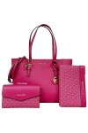 Michael Kors Charlotte Grand sac à main fourre-tout 3 en 1 en cuir, Rose Tea 