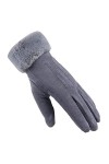 Moufles pour femme - Pour lhiver - Pour lautomne et lhiver - Mode simple - Couleur unie - Bords chauds - Pour temps froid,